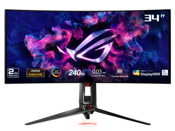 ASUS 34" 240 Hz OLED UWQHD Curved Gaming Monitor NVIDIA G-Sync 3440 x 1440 (2K) DCI-P3 99% sRGB 135% ROG Swift OLED PG34WCDM