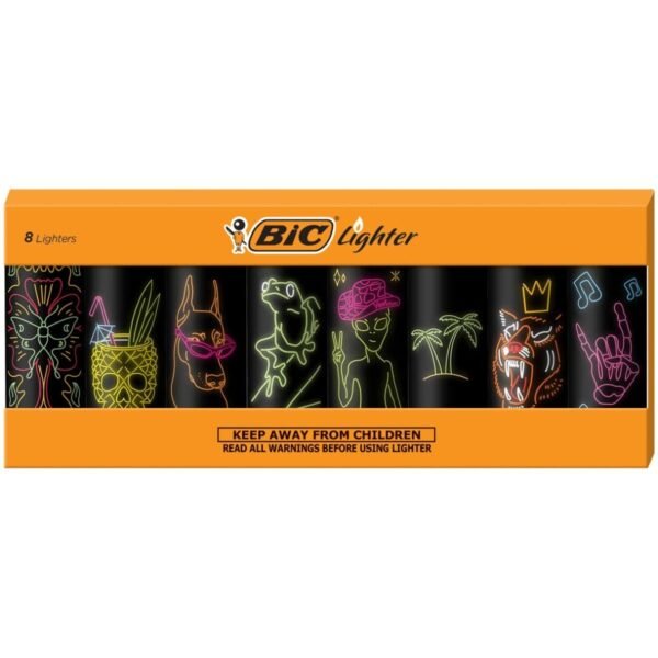 BIC Special Edition Neon Series Pocket Lighters, Assorted, 8-Pack