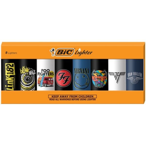 BIC Special Edition Rock Bands Series Pocket Lighters, Assorted, 8-Pack