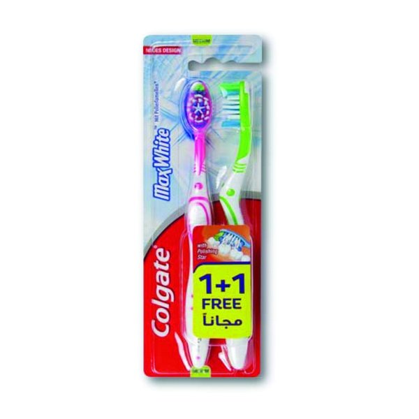 Colgate Max White MediumToothbrush 1+1 Free