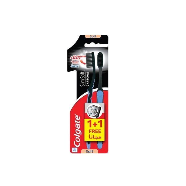 Colgate Slim Soft Black Charcoal Toothbrush, Value Pack Pack of 2