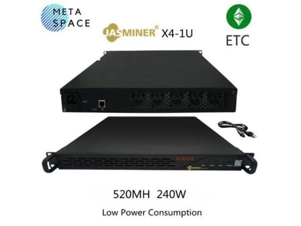 ETC Miner Machine Jasminer X4 1U Server ETC Asic Miner Hashrate of 520MH/s with Lowest Consumption 240W Ethash Algorithm ETC Crypto Mining Machine...