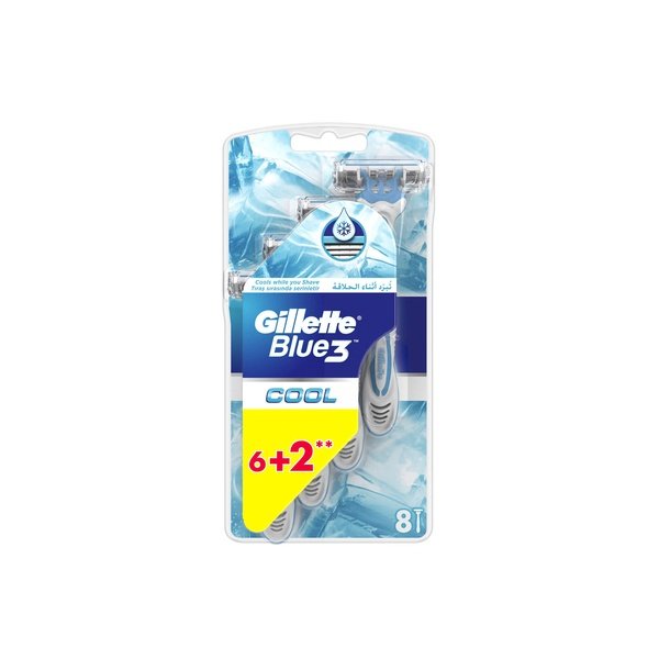 Gillette Blue3 Cool Use Horse Shaving Knife 6+2 Count