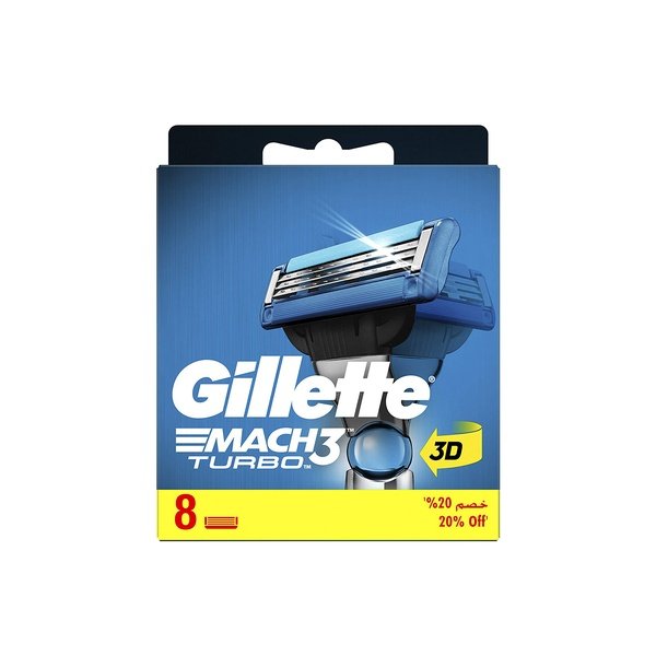 Gillette Mach3 Turbo Mens Razor Blade Refills 8 count