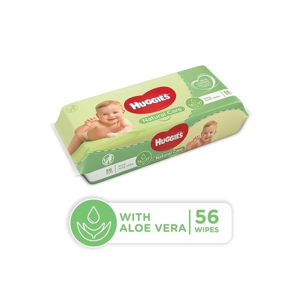 Huggies Natural Baby Wipes, Aloe Vera Wipes, 1 Pack x 56 Wipes