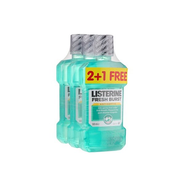 Listerine Mouthwash Fresh Burst 500ml Pack Of 3