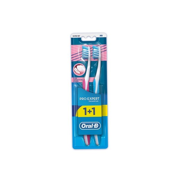 Oral B Pro Expert Sensitive Multi Color Toothbrush for Healthier Gum Pack of 2