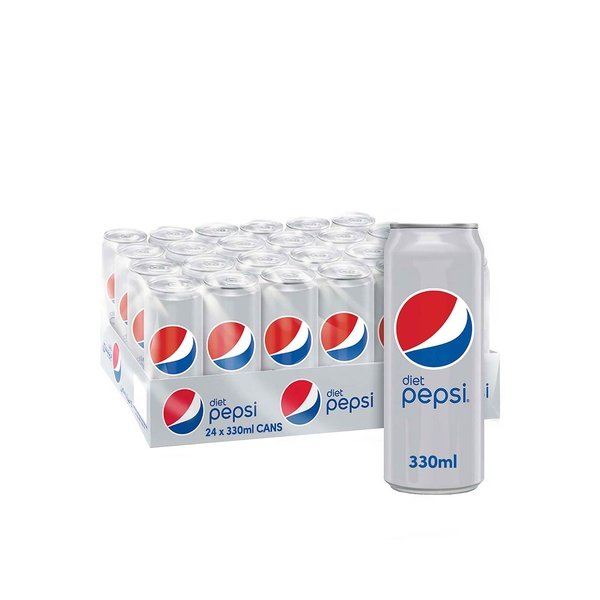 Pepsi diet carbonated can soft drinks 330ml pack of 24