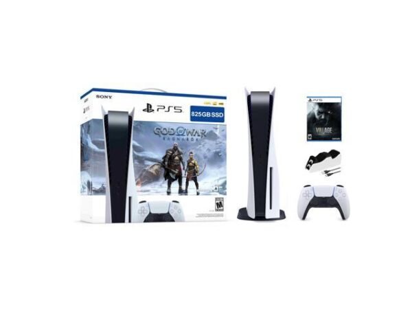 PlayStation 5 Disc Edition God of War Ragnarok Bundle with Resident Evil 8 and Mytrix Controller Charger