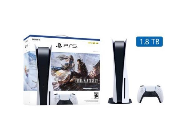 PlayStation_PS5 Video Game Console (Disc Edition) - FINAL FANTASY XVI Bundle - Upgraded 1.8TB PCIe Gen 4 NVNe SSD Gaming Console