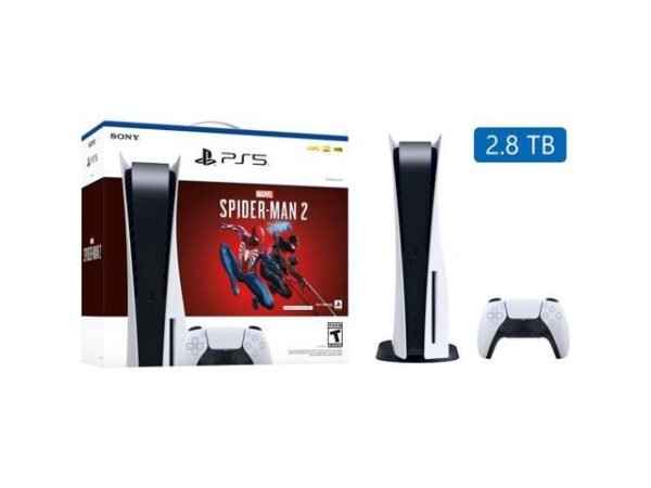 PlayStation_PS5 Video Game Console (Disc Edition) - Marvel's Spider-Man 2 Bundle - Upgraded 2.8TB PCIe Gen 4 NVNe SSD Gaming Console