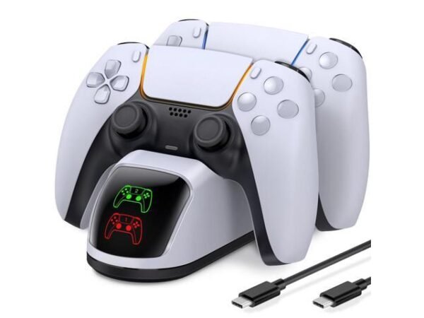 PS5 Controller Charger Dual Fast Type C Charging Cable For Sony Playstation 5 Game Joystick For PS5 Accessories, White