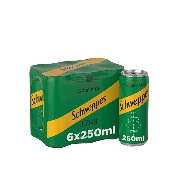 SCHWEPPES GingerAle Carbonated Drink Can 250ml pack of 6