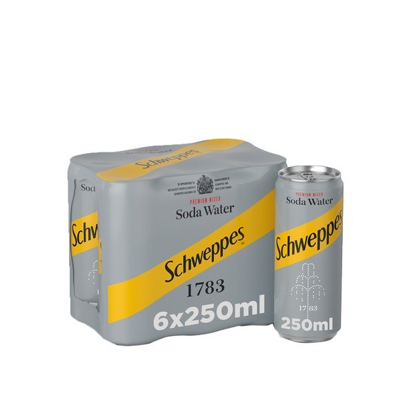 SCHWEPPES Soda Water Carbonated Drink Can 250ml pack of 6