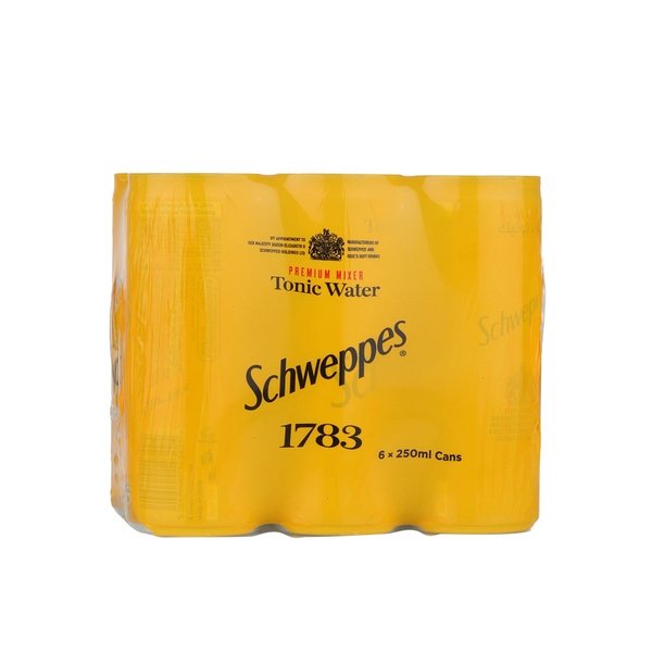 SCHWEPPES Tonic Water Carbonated Drink Can 250ml pack of 6