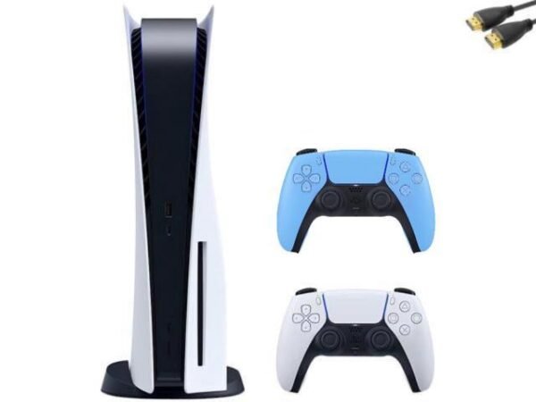 Sony PlayStation 5 Console and an Additional DualSense Wireless Controller - Starlight Blue, Bundle with JAWFOAL HDMI Cable