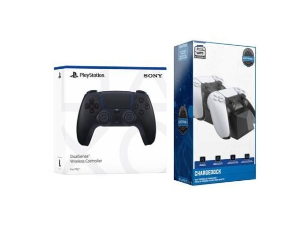 Sony PlayStation 5 DualSense Wireless Controller with Dual Charging Dock Station Bundle - Midnight Black